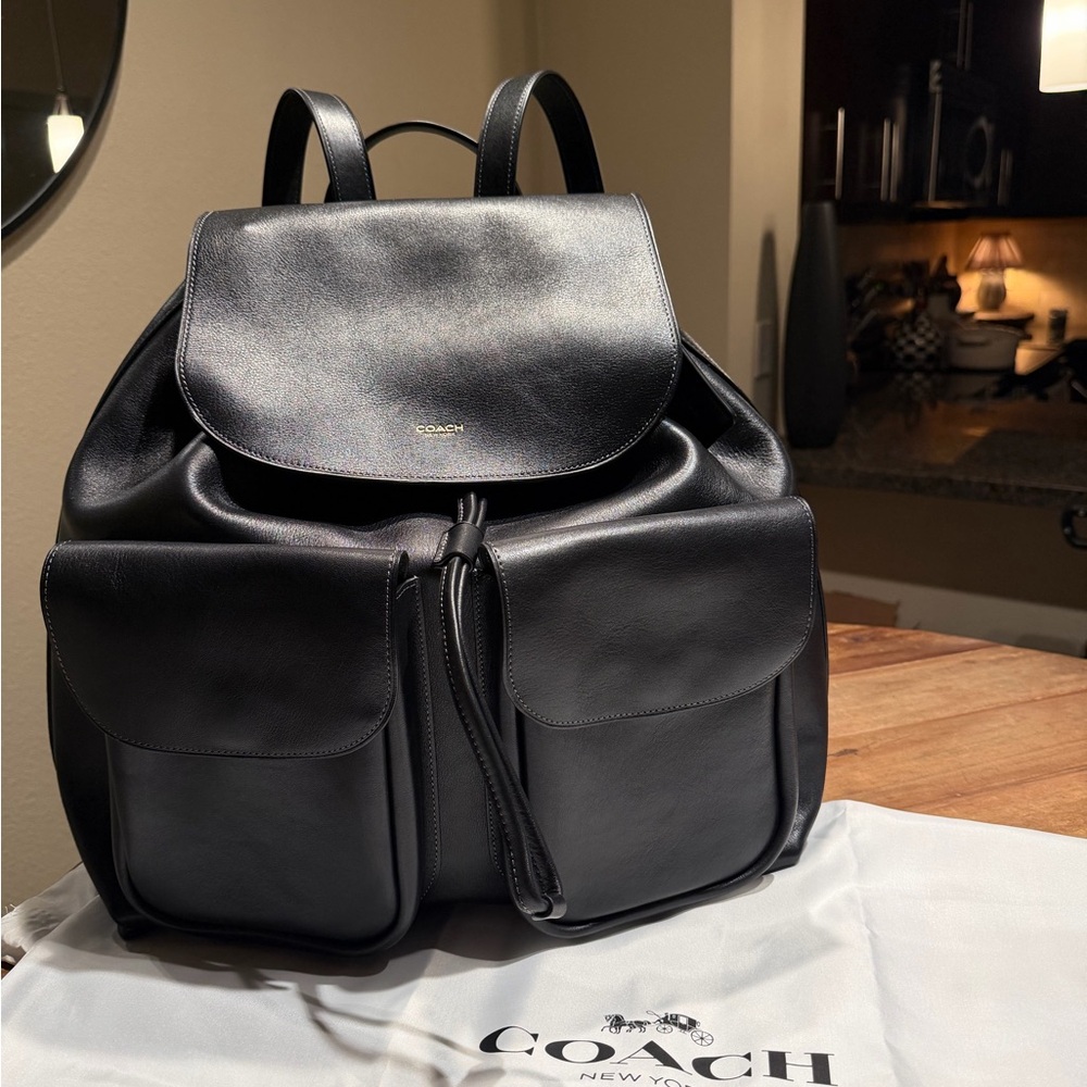 Coach Crosby 36 Black Leather Backpack